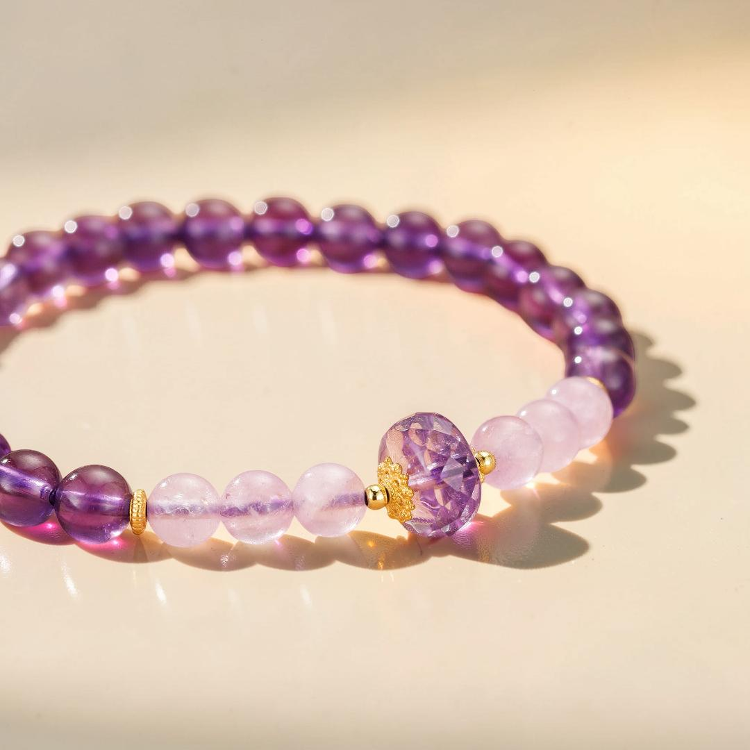 ATELIER-TIBET – Bracelet Améthyste – Harmonie Éclatante, Argent Plaqué Or