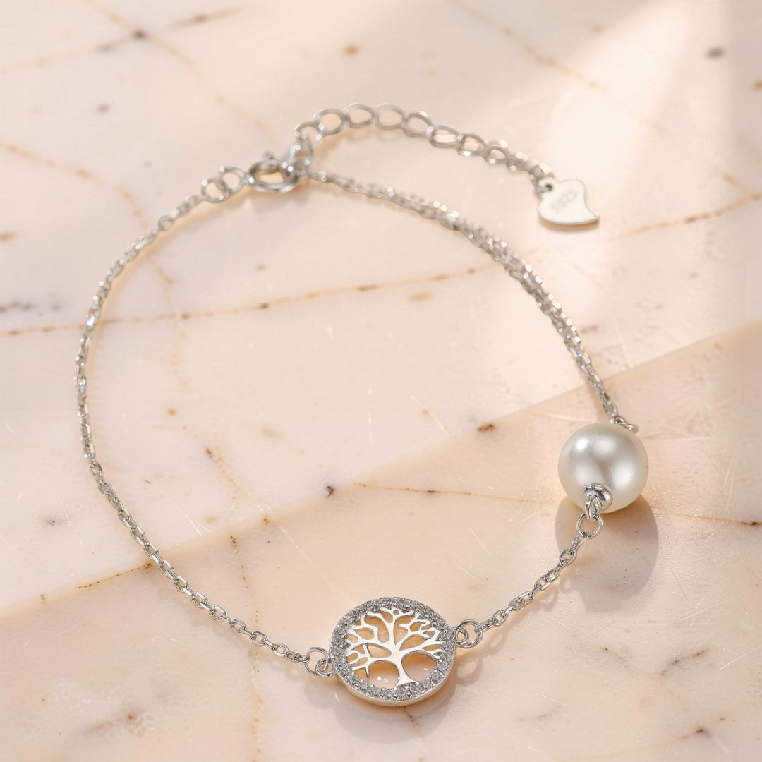 ATELIER-TIBET – Bracelet Arbre de Vie et Perle – Vitalité, Argent 925