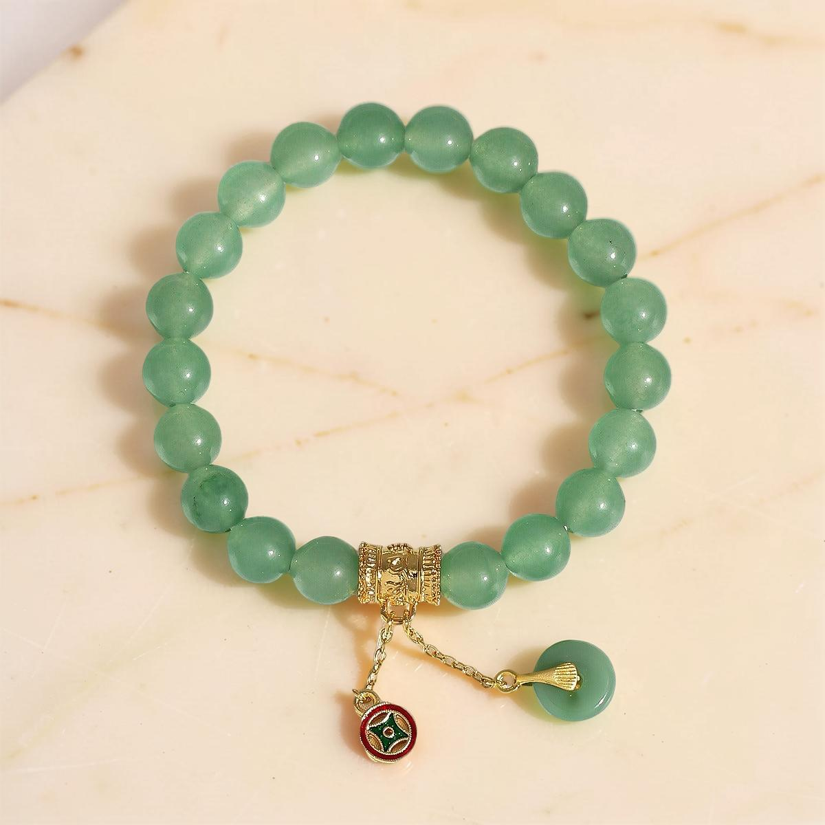 ATELIER-TIBET – Bracelet Aventurine – Éclat de Paix, Plaqué Or