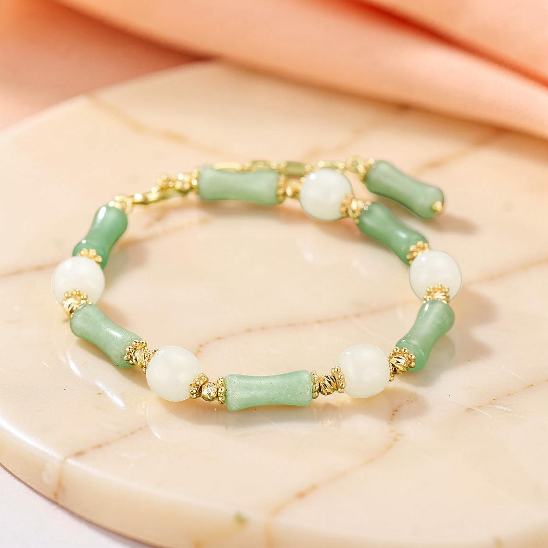 ATELIER-TIBET – Bracelet Aventurine et Jade – Danse des Pierres