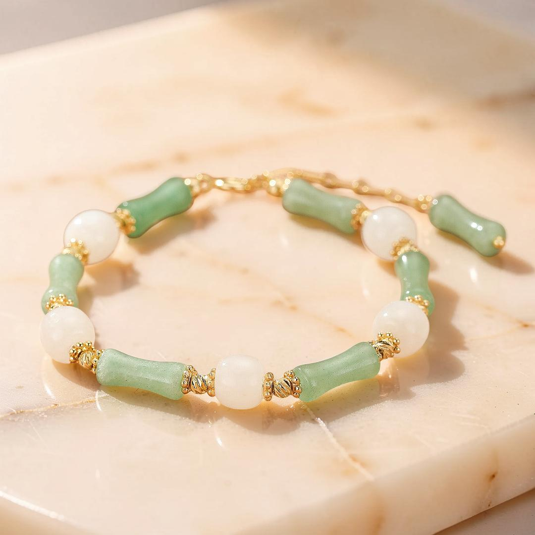 ATELIER-TIBET – Bracelet Aventurine et Jade – Danse des Pierres