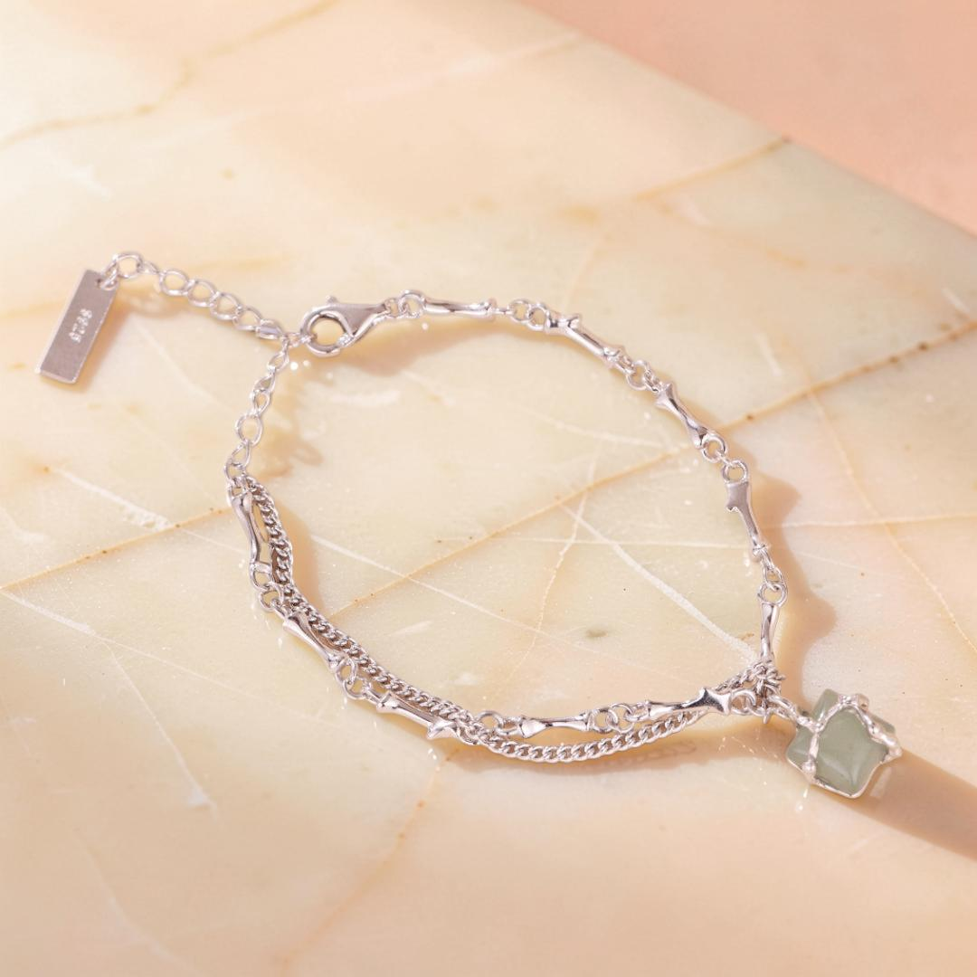 ATELIER-TIBET – Bracelet Aventurine – Fleur de Sérénité, Argent