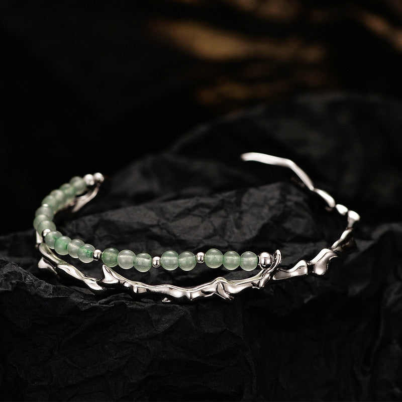 ATELIER-TIBET – Bracelet Aventurine – Force du Bambou, Argent