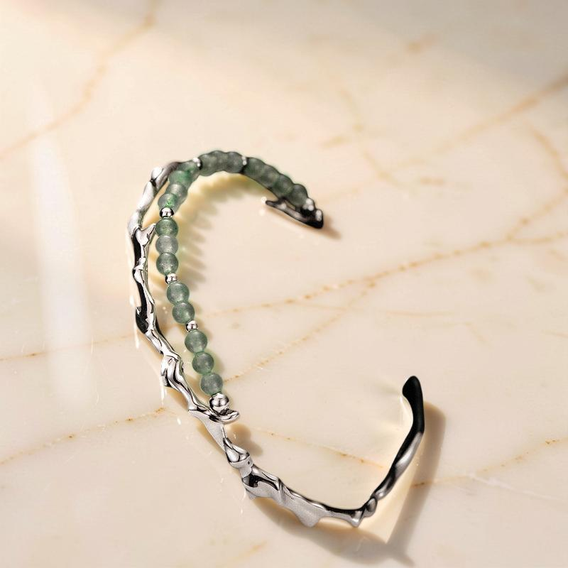 ATELIER-TIBET – Bracelet Aventurine – Force du Bambou, Argent