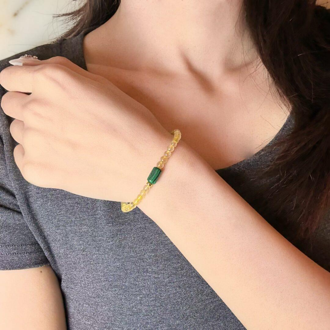 ATELIER-TIBET – Bracelet Citrine et Malachite – Équilibre Abondant