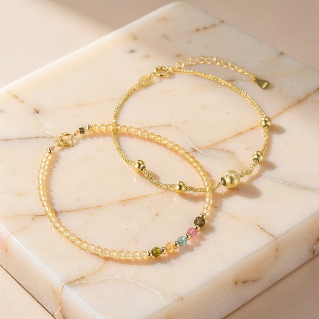 ATELIER-TIBET – Bracelet Citrine et Tourmaline – Abondance Arc-en-Ciel