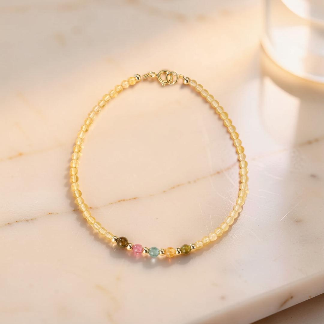 ATELIER-TIBET – Bracelet Citrine et Tourmaline – Abondance Arc-en-Ciel