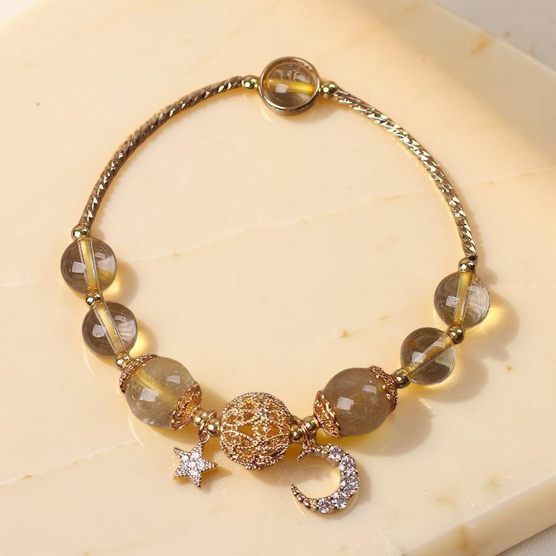 ATELIER-TIBET – Bracelet Citrine Lune et Étoile – Nuit de Rêveur