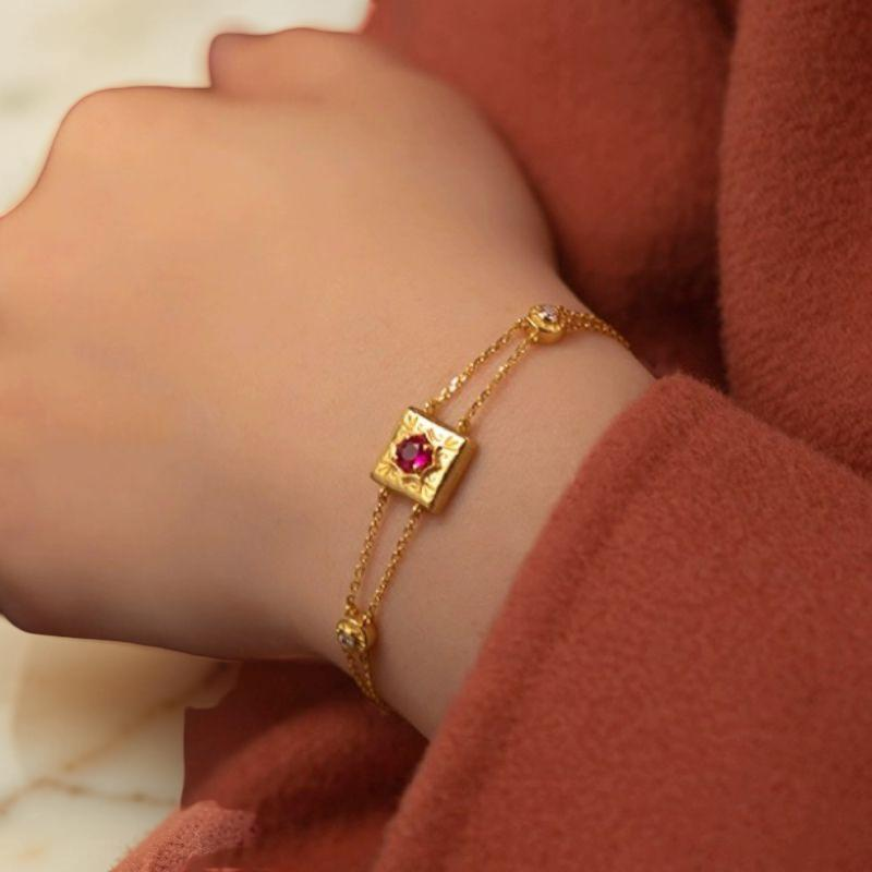 ATELIER-TIBET – Bracelet Cornaline – Joie de vivre, Argent Plaqué Or