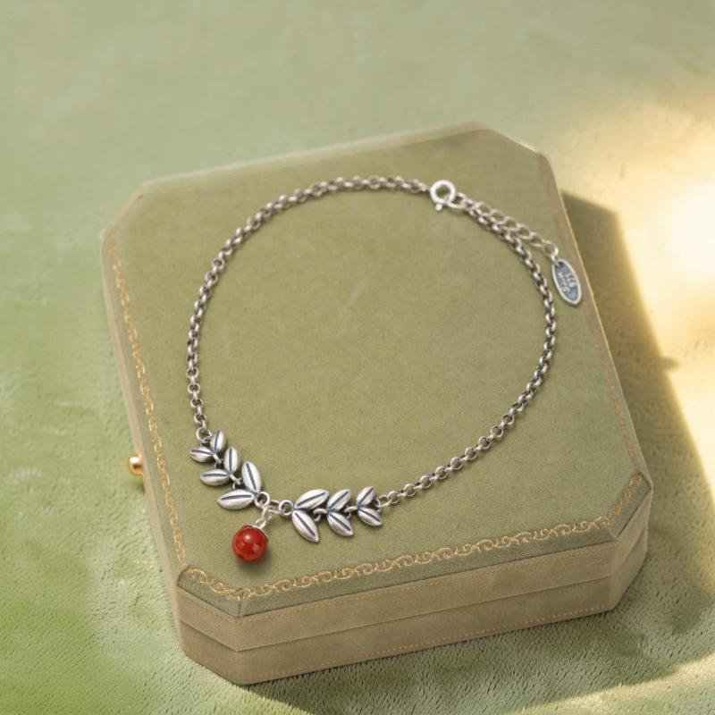 ATELIER-TIBET – Bracelet de Cheville Agate – Séduction Fleurie, Argent