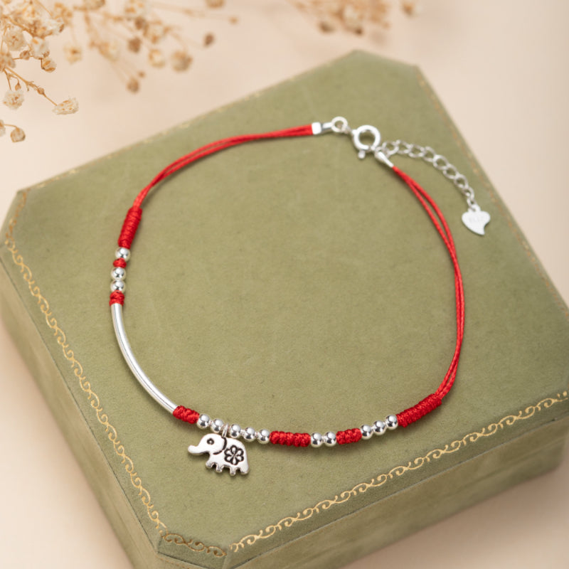 ATELIER-TIBET – Bracelet de Cheville – Charme Rouge, Argent