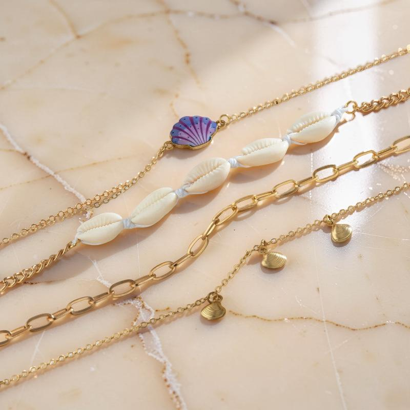 ATELIER-TIBET – Bracelet de Cheville Coquillage – Caresse de l'Atlantide