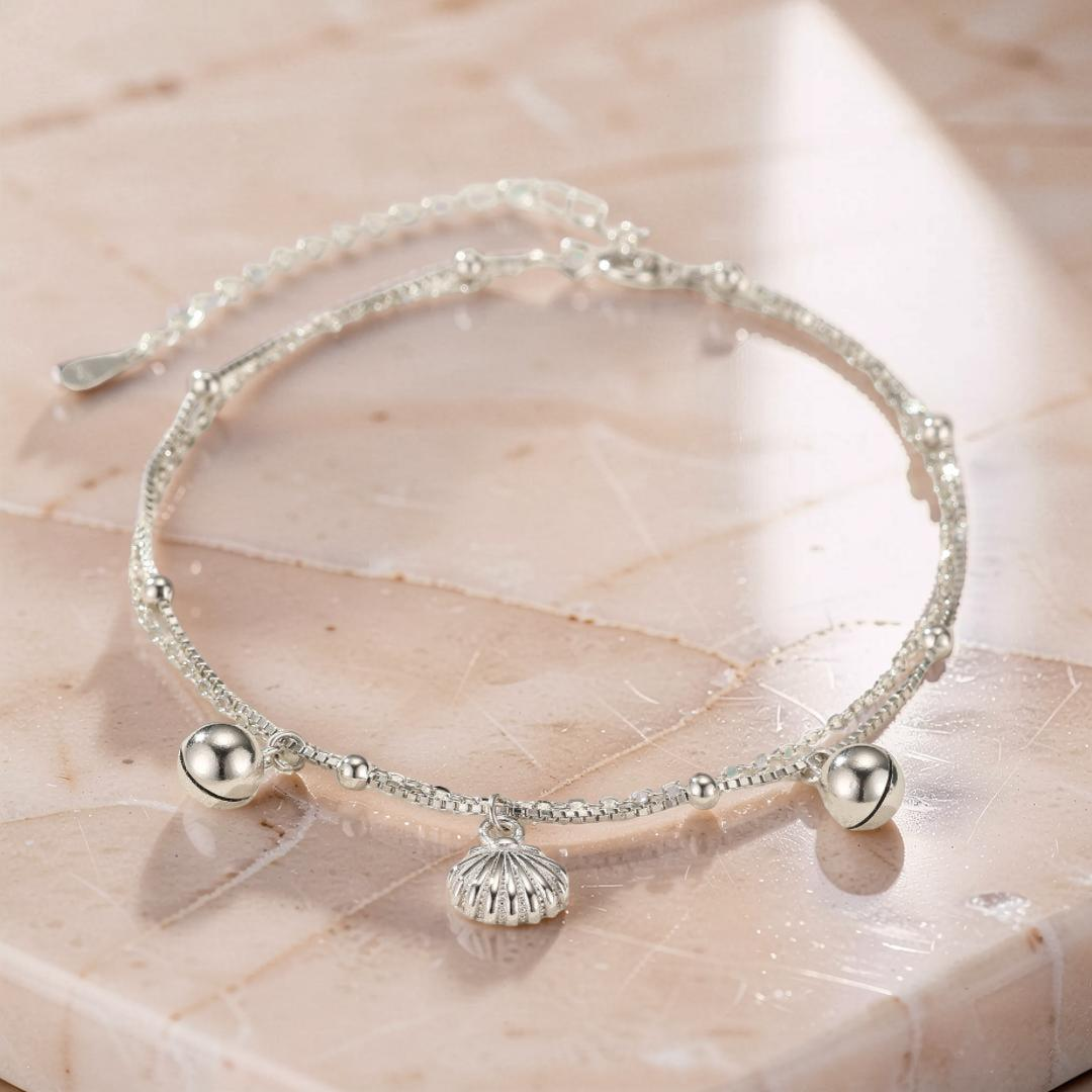ATELIER-TIBET – Bracelet de Cheville Coquillage – Évasion Marine, Argent 925