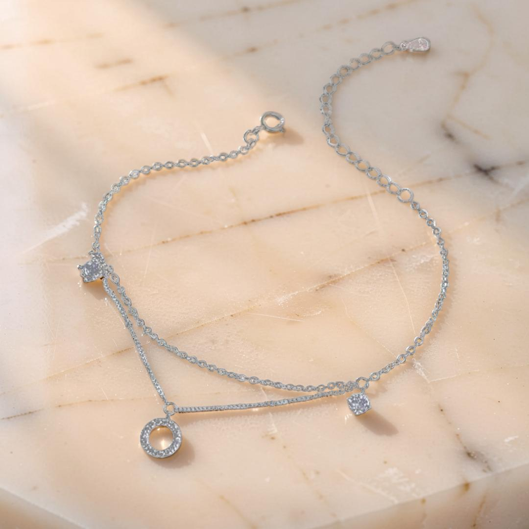 ATELIER-TIBET – Bracelet de Cheville – Élégance Minimaliste, Argent 925
