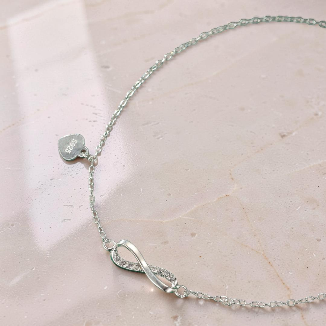 ATELIER-TIBET – Bracelet de Cheville Infini – Brillance Éternelle, Argent 925