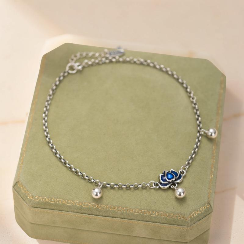 ATELIER-TIBET – Bracelet de Cheville Lotus – Clochette, Argent