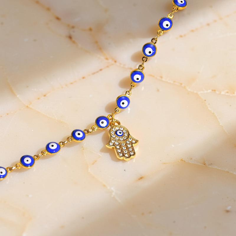 ATELIER-TIBET – Bracelet de Cheville Mauvais Œil et Khamsa – Protégée