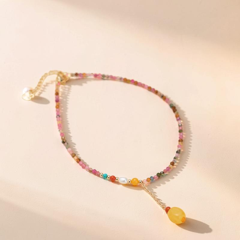 ATELIER-TIBET – Bracelet de Cheville Tourmaline – Joie Vibrante, Plaqué Or