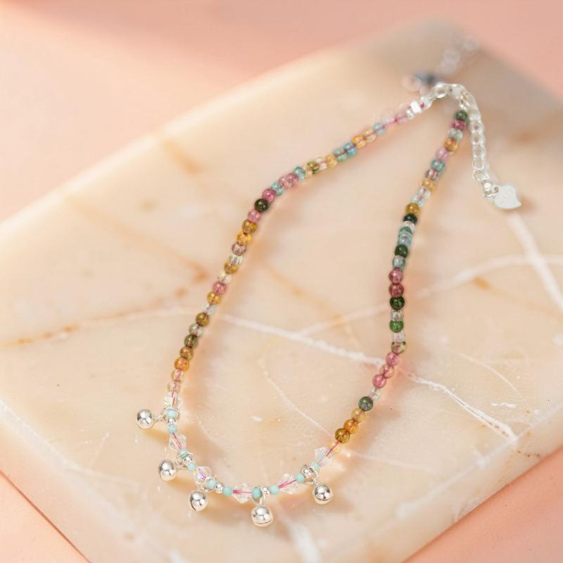 ATELIER-TIBET – Bracelet de Cheville Tourmaline – Son de l'Âme, Argent