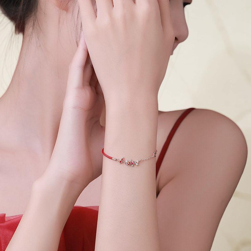 ATELIER-TIBET – Bracelet Fil Rouge avec Carpe Koï – Chance, Argent 925