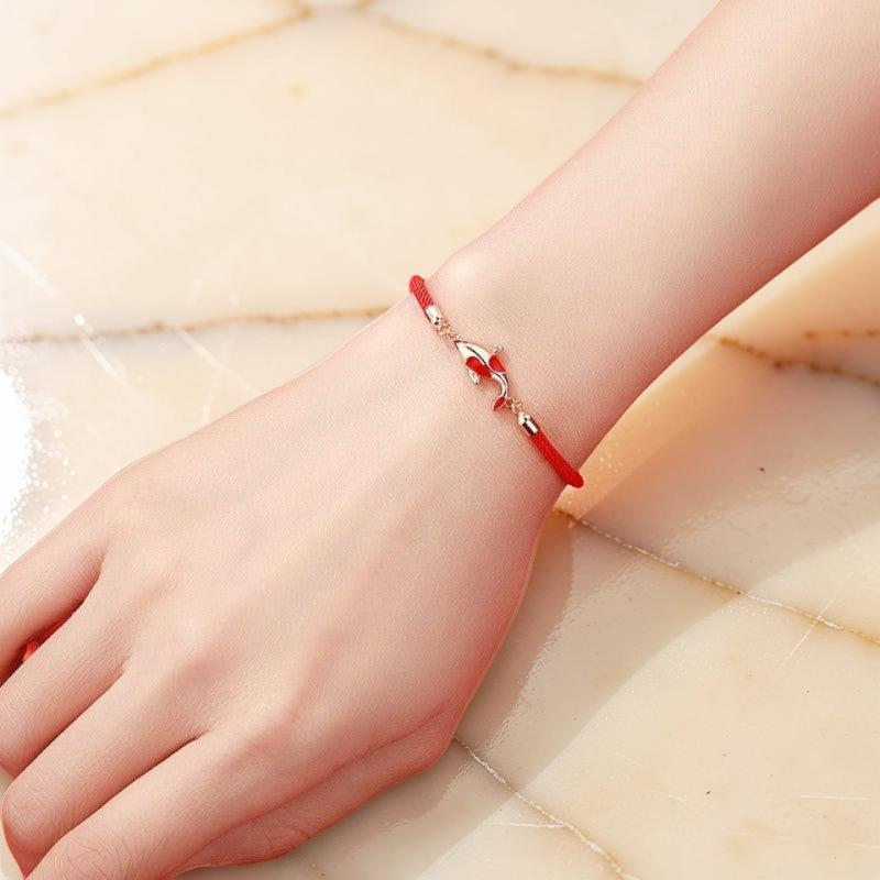 ATELIER-TIBET – Bracelet Carpe Koï Fil Rouge – Bonheur et Persévérance
