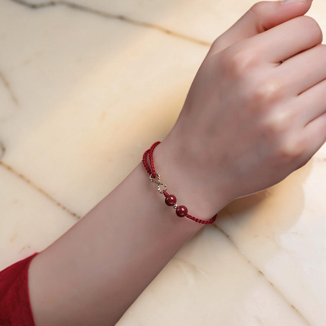 ATELIER-TIBET – Bracelet Fil Rouge – Bonheur Infini, Plaqué Or