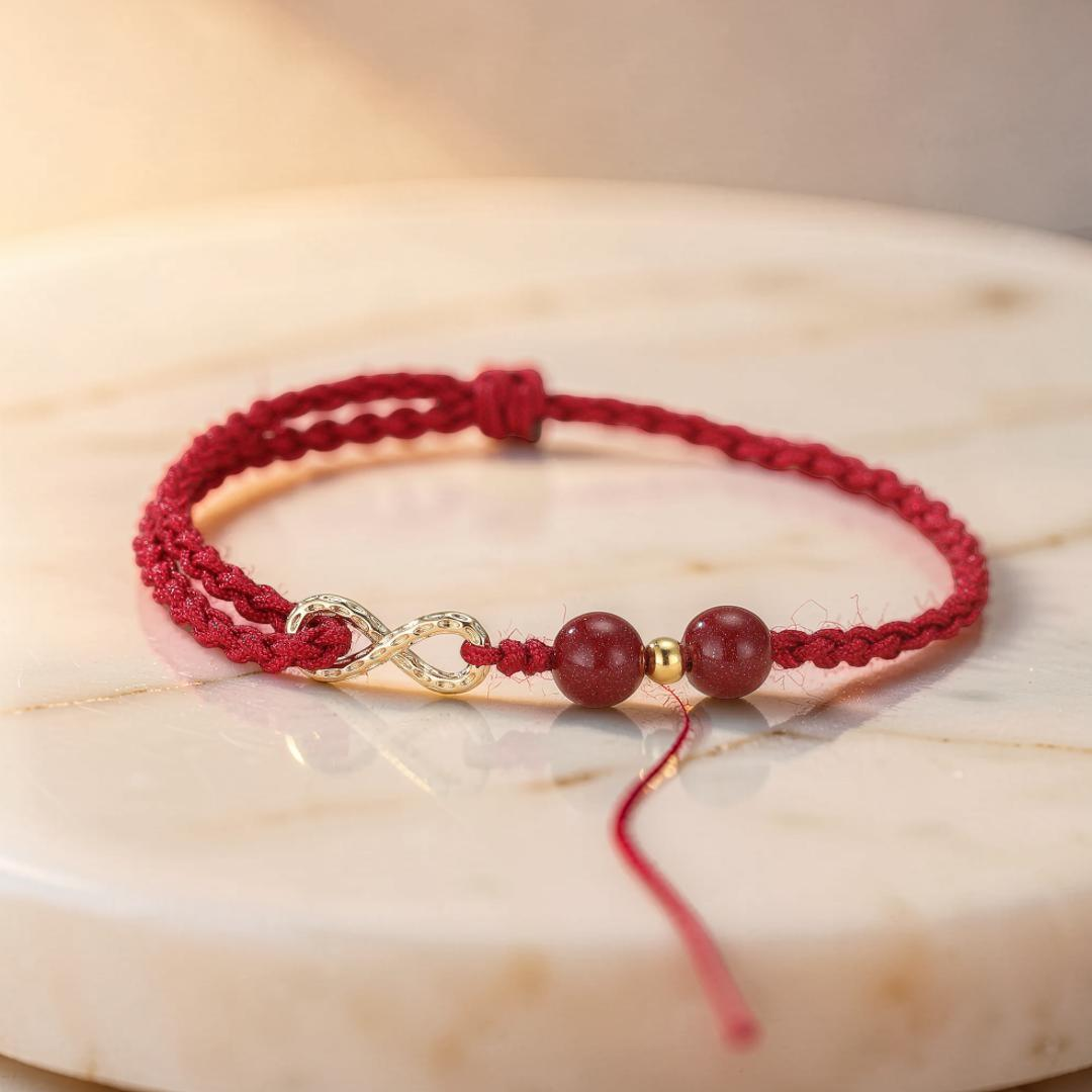 ATELIER-TIBET – Bracelet Fil Rouge – Bonheur Infini, Plaqué Or