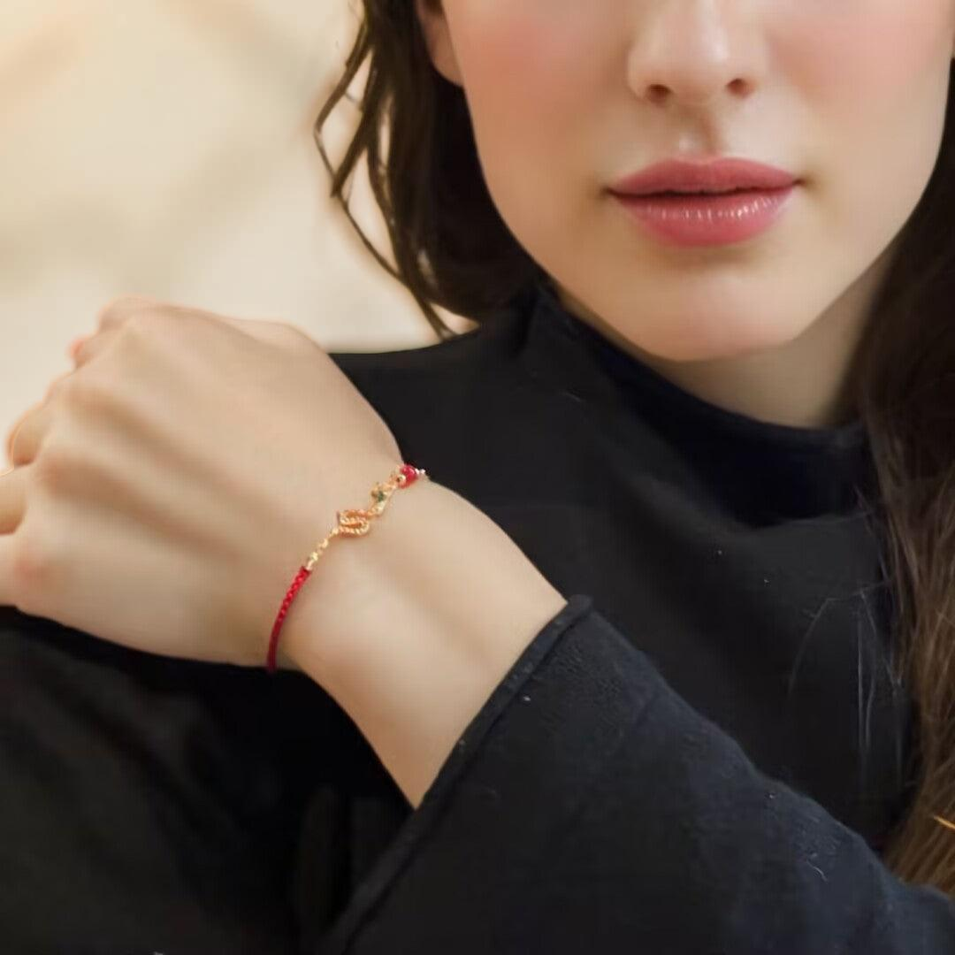 ATELIER-TIBET – Bracelet Fil Rouge Serpent – Force Mystique, Argent Plaqué Or