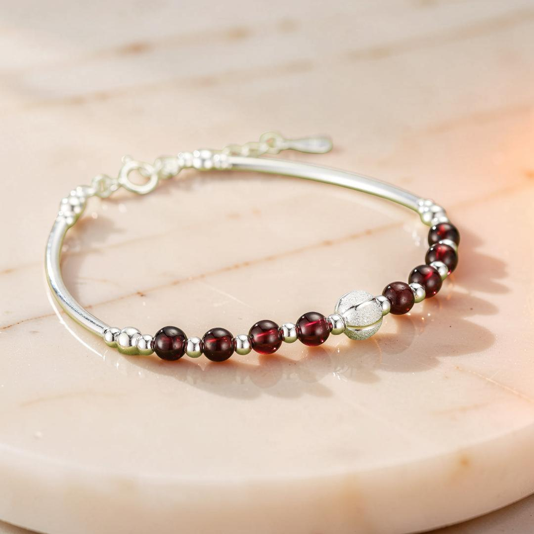 ATELIER-TIBET – Bracelet Grenat – Épure Protectrice, Argent