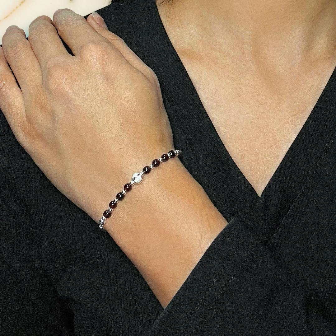 ATELIER-TIBET – Bracelet Grenat – Épure Protectrice, Argent