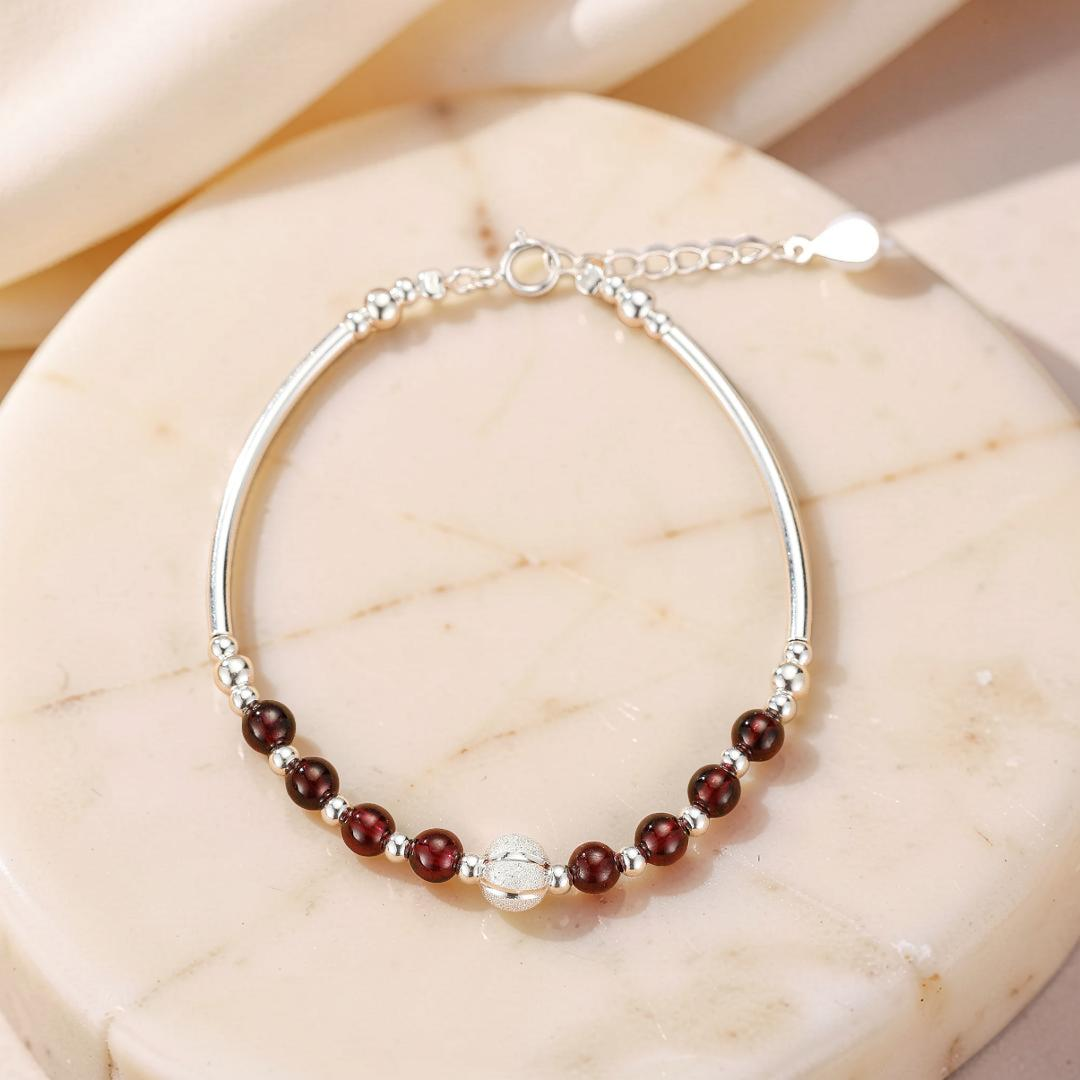ATELIER-TIBET – Bracelet Grenat – Épure Protectrice, Argent