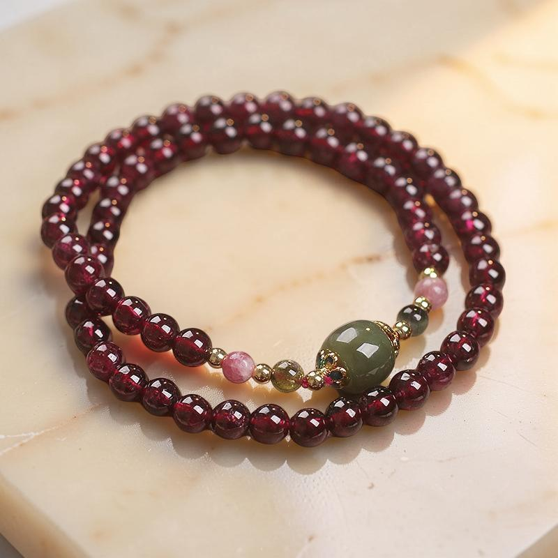 ATELIER-TIBET – Bracelet Grenat et Jade – Passion et Énergie
