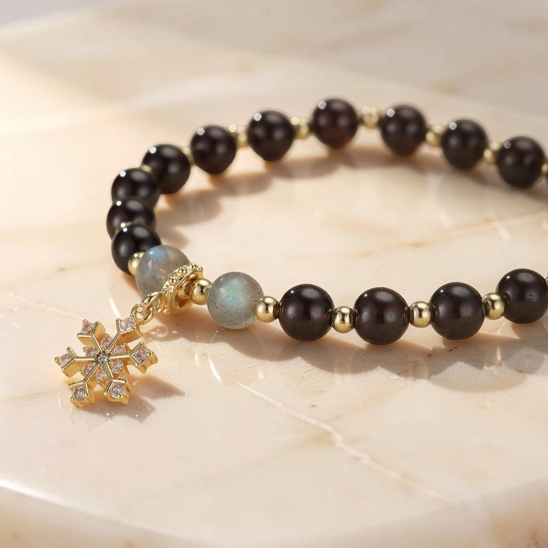 ATELIER-TIBET – Bracelet Grenat et Labradorite – Charme Hivernal