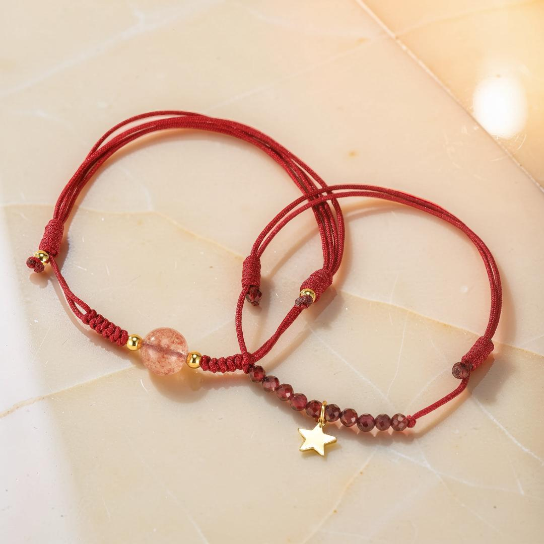 ATELIER-TIBET – Bracelet Grenat et Quartz Fraise – Harmonie du Destin