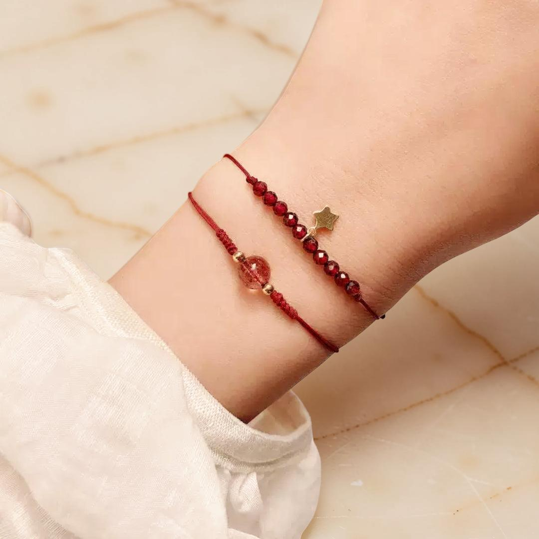 ATELIER-TIBET – Bracelet Grenat et Quartz Fraise – Harmonie du Destin