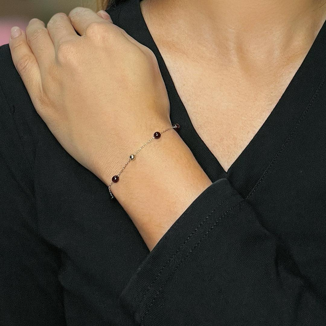 ATELIER-TIBET – Bracelet Grenat – Perles Célestes, Argent