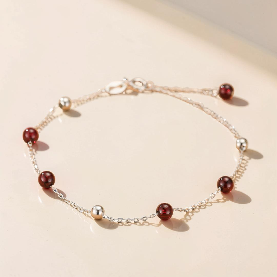 ATELIER-TIBET – Bracelet Grenat – Perles Célestes, Argent