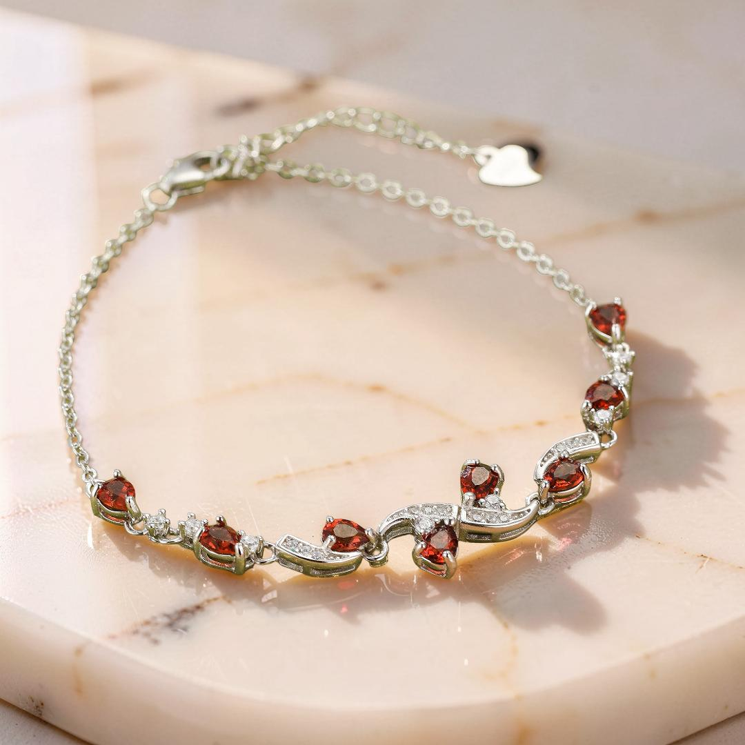 ATELIER-TIBET – Bracelet Grenat – Vigne Céleste, Argent