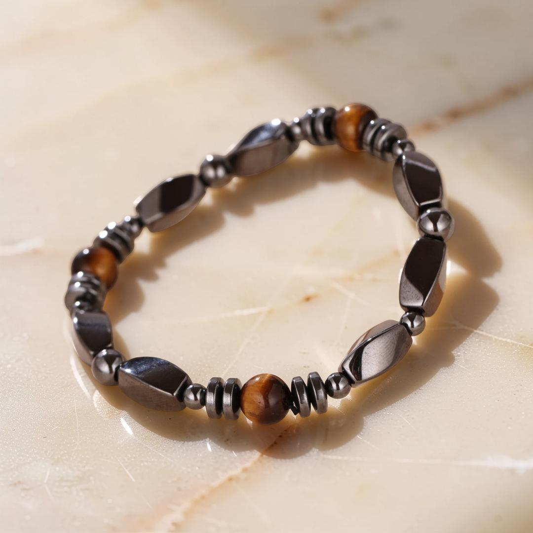 ATELIER-TIBET – Bracelet Homme Hématite et Œil de Tigre – Force Sauvage