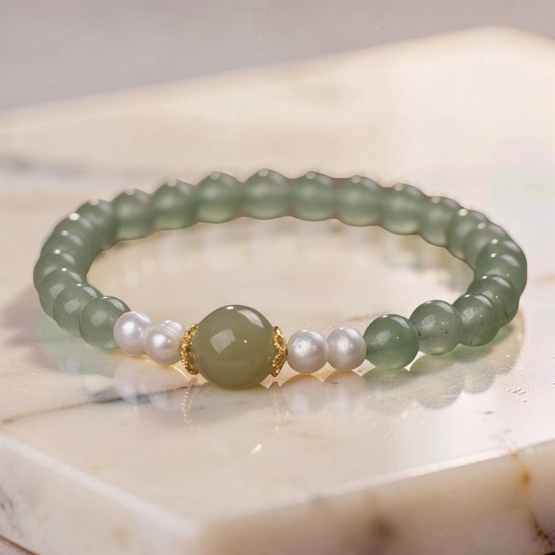 ATELIER-TIBET – Bracelet Jade et Perle – Harmonie Éternelle