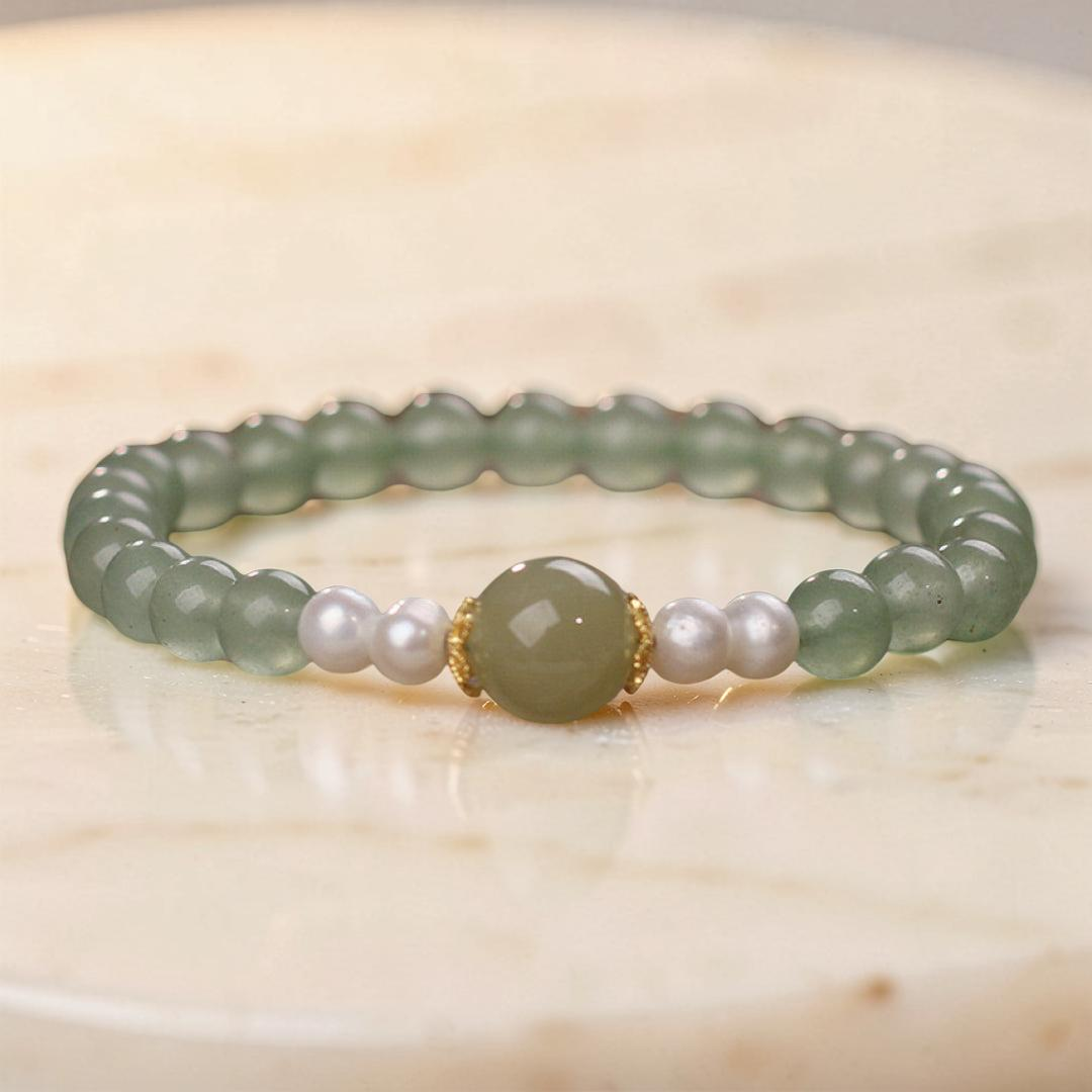 ATELIER-TIBET – Bracelet Jade et Perle – Harmonie Éternelle
