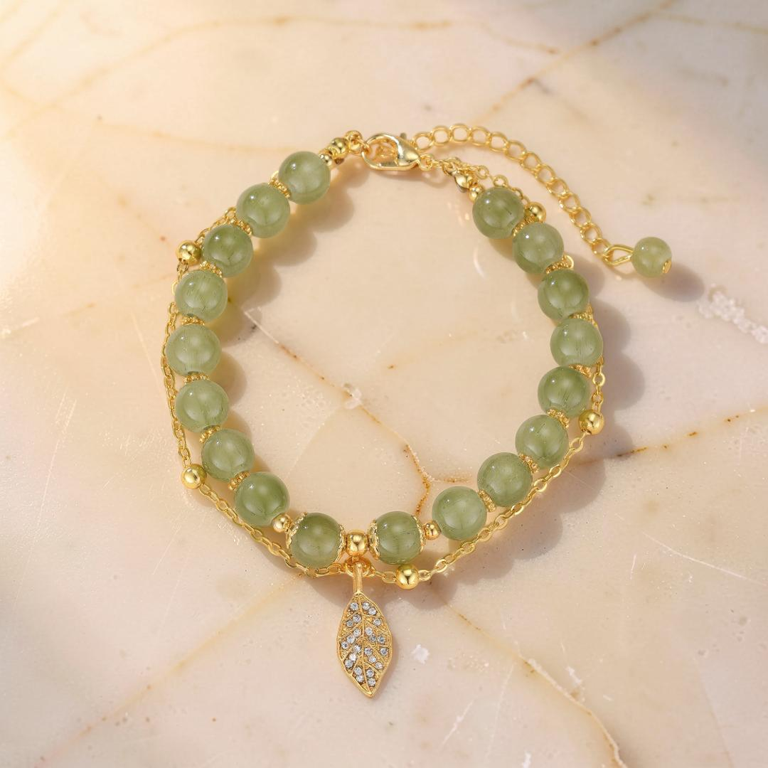 ATELIER-TIBET – Bracelet Jade – Feuillette d'Orée