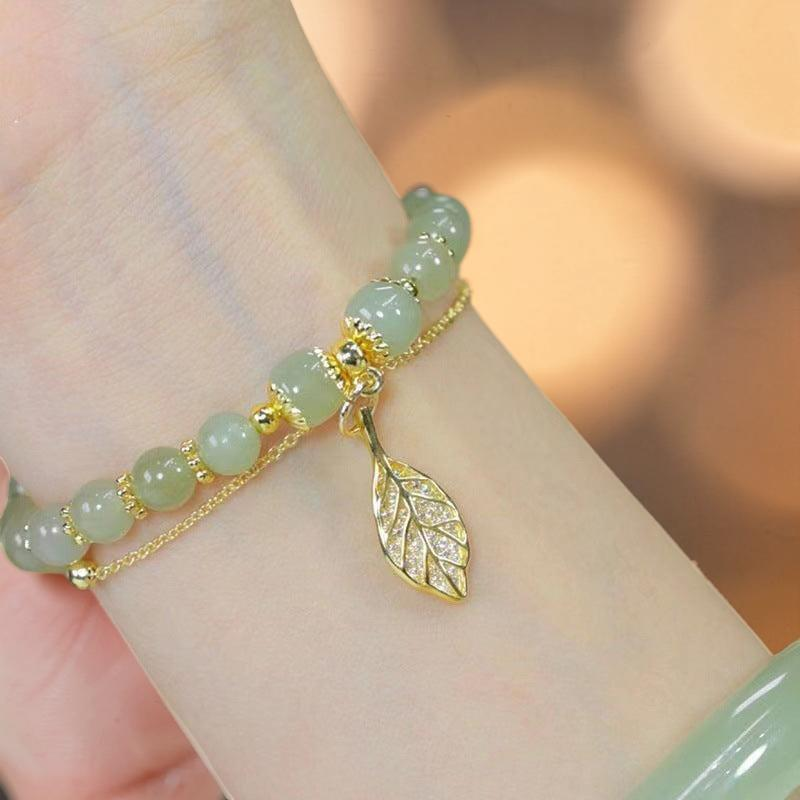 ATELIER-TIBET – Bracelet Jade – Feuillette d'Orée