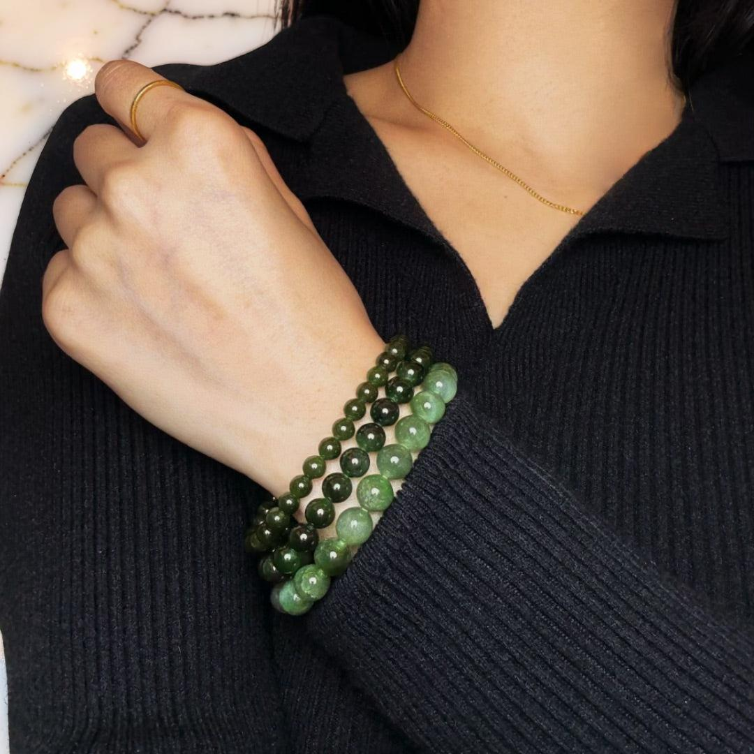 ATELIER-TIBET – Bracelet Jade Vert – Échos de Sérénité