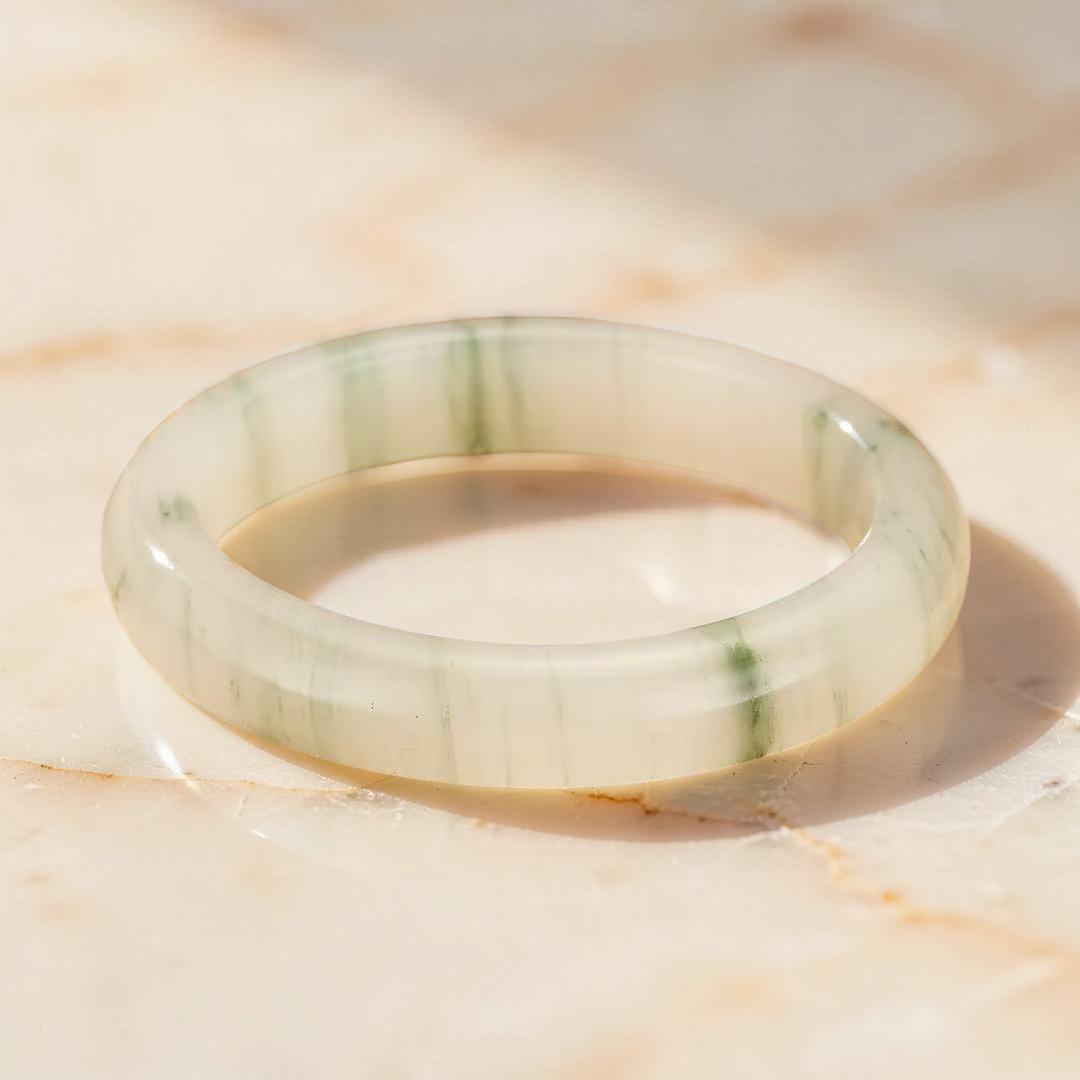 ATELIER-TIBET – Bracelet Jonc Calcédoine – Éclat Vert Naturel