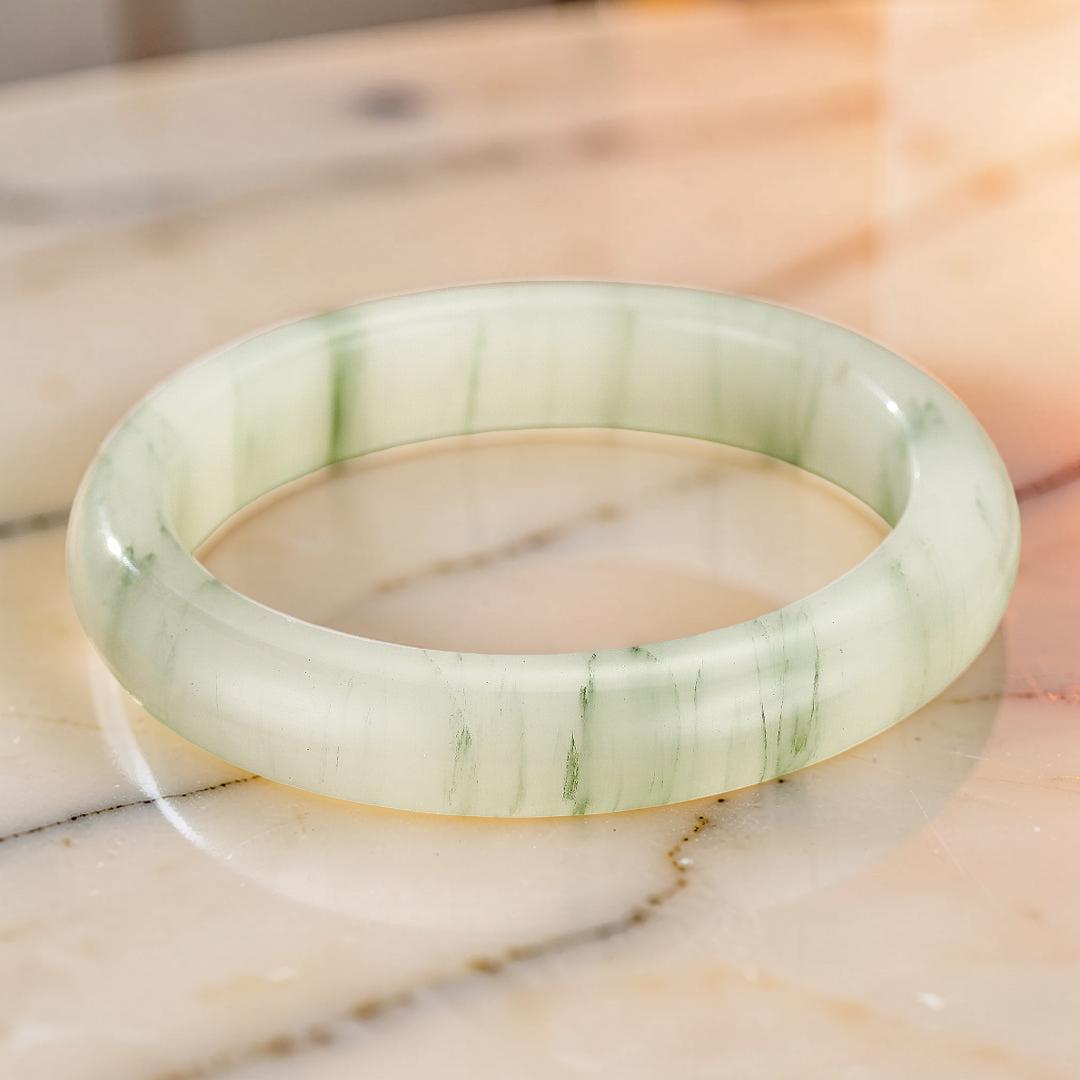 ATELIER-TIBET – Bracelet Jonc Calcédoine – Éclat Vert Naturel