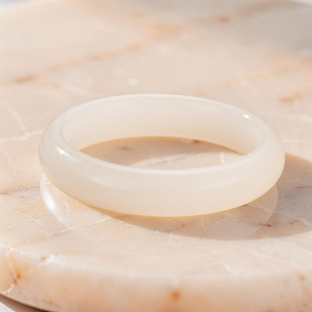 ATELIER-TIBET – Bracelet Jonc Jade Blanc – Pureté Céleste