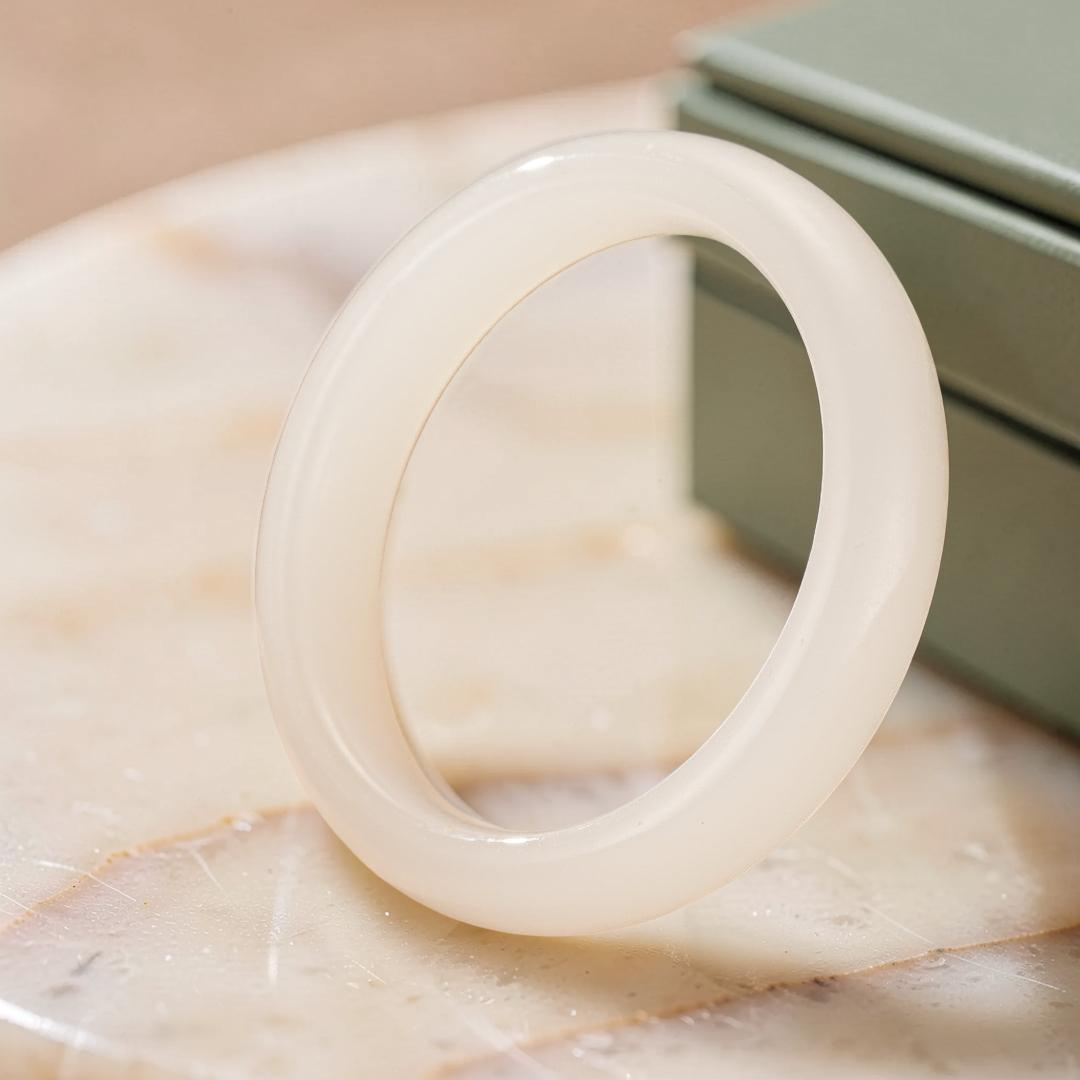 ATELIER-TIBET – Bracelet Jonc Jade Blanc – Pureté Céleste
