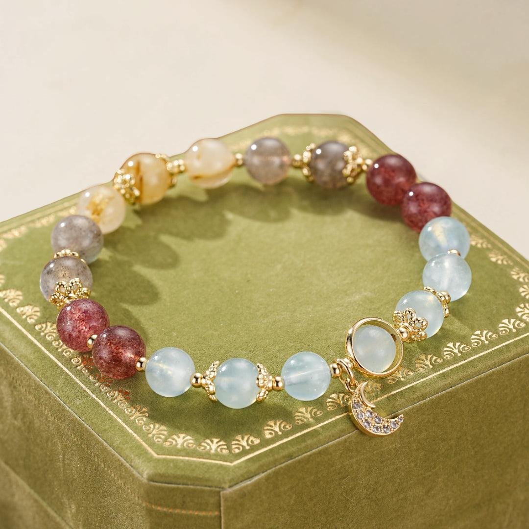 ATELIER-TIBET – Bracelet Labradorite et Aigue-Marine – Harmonie Lunaire