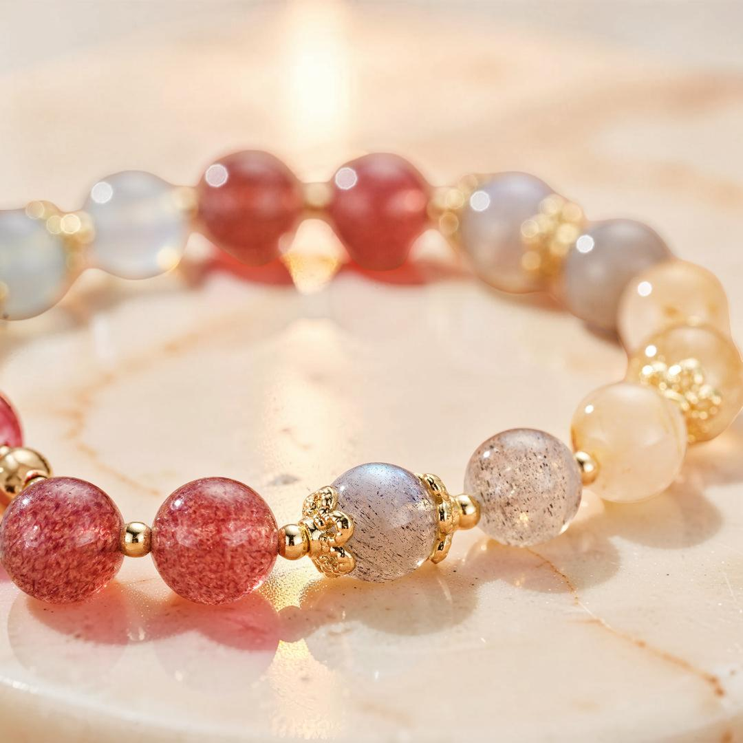 ATELIER-TIBET – Bracelet Labradorite et Aigue-Marine – Harmonie Lunaire